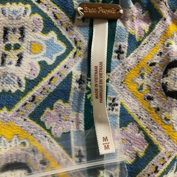 NWT Free People Blue and White Patterned‎ Blouse bohemian blouse size M - Picture 4 of 12